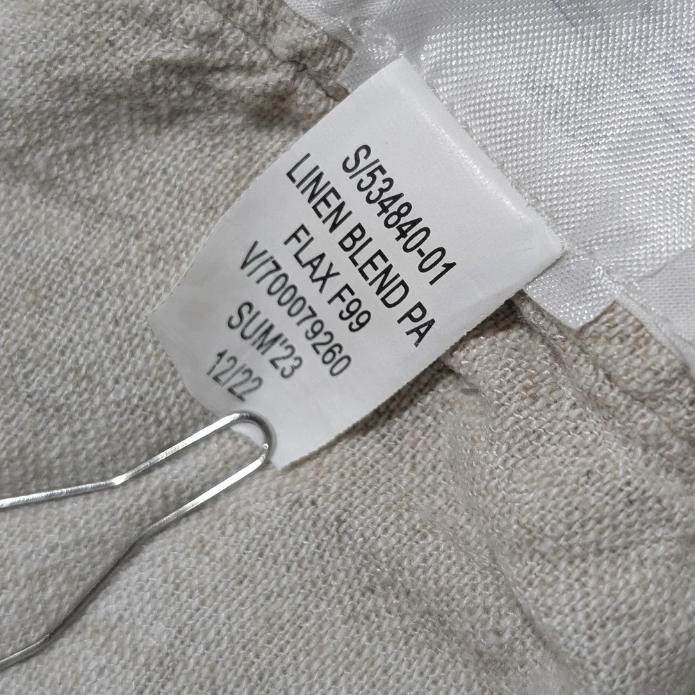 Banana‎ Republic Petite 00 Linen Blend Wide Leg Paperbag Pants Flax Beige Summer